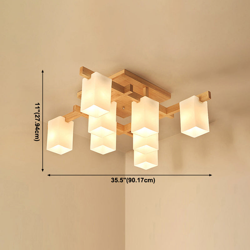 Wooden Ceiling Mount Lamp Modern Style Beige Ceiling Mounted Fixture