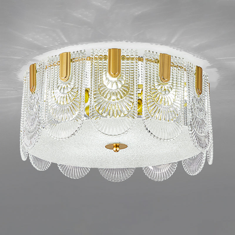 Simple Flush Mount Ceiling Lighting Contemporary Glass Ceiling Light in Gold
