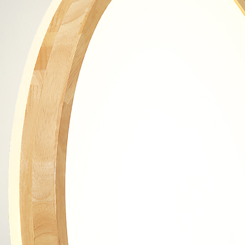 Round Flush Mount Ceiling Lighting Fixture Modern Wooden LED Ceiling Light
