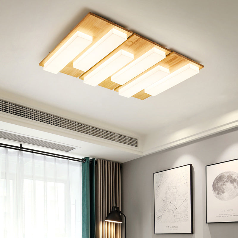 Wooden Flush Mount Ceiling Lighting Multi-head Ceiling Fixture for Living Room