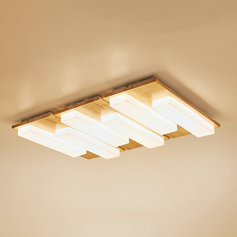 Wooden Flush Mount Ceiling Lighting Multi-head Ceiling Fixture for Living Room