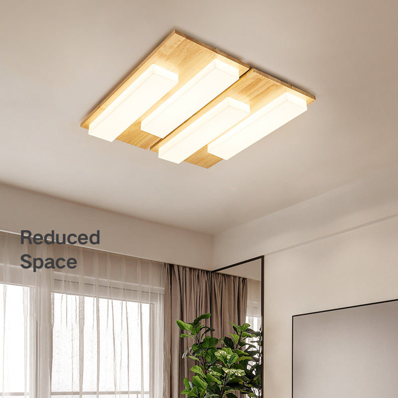 Wooden Flush Mount Ceiling Lighting Multi-head Ceiling Fixture for Living Room