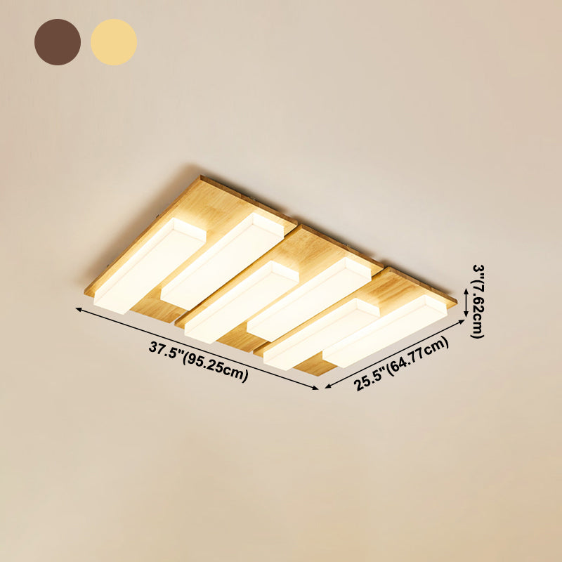 Wooden Flush Mount Ceiling Lighting Multi-head Ceiling Fixture for Living Room