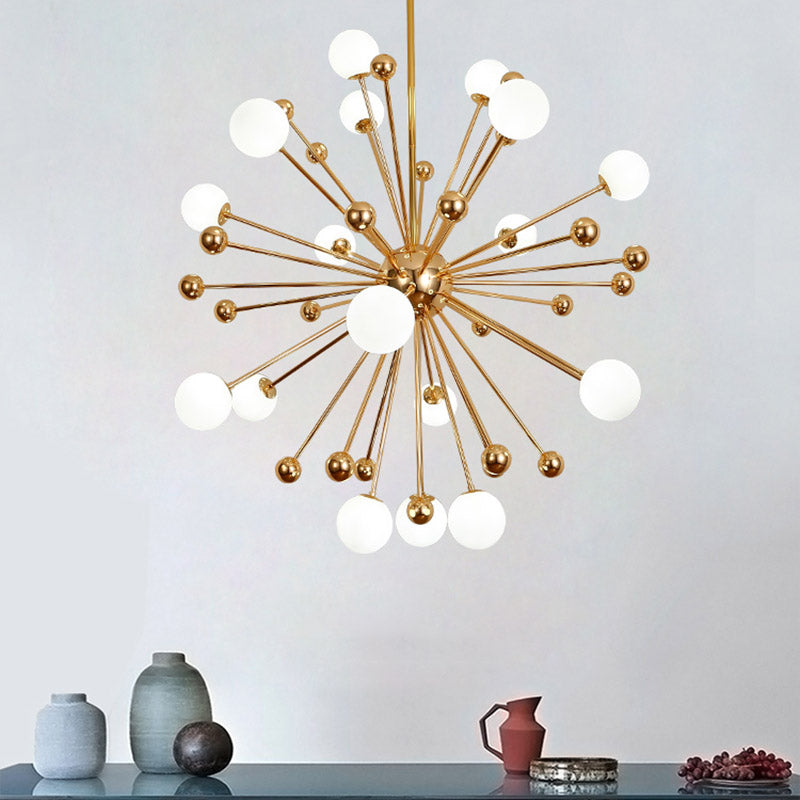 Gold Globe Chandelier Nordic Multi Light Hanging Light with White Glass for Bedroom