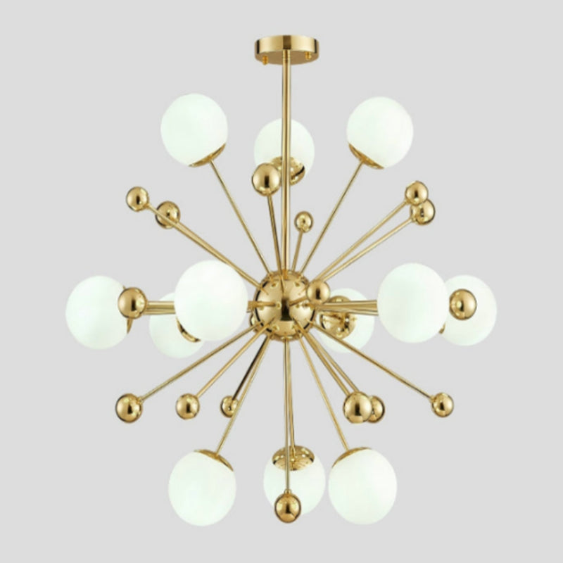 Gold Globe Chandelier Nordic Multi Light Hanging Light with White Glass for Bedroom