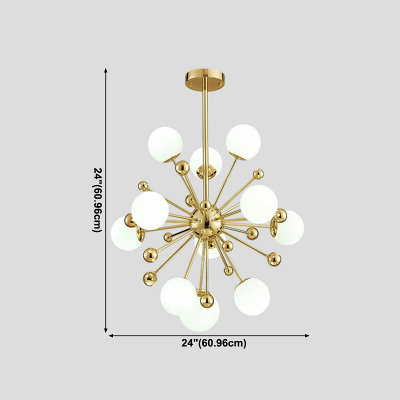 Gold Globe Chandelier Nordic Multi Light Hanging Light with White Glass for Bedroom