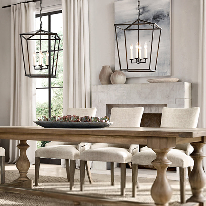 Industrial Cage Shade Chandelier Multi Light Hanging Light for Living Room