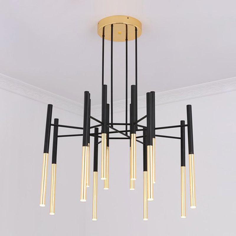 Postmodern Cylindrical Chandelier Metal Villa Lobby Hanging Light