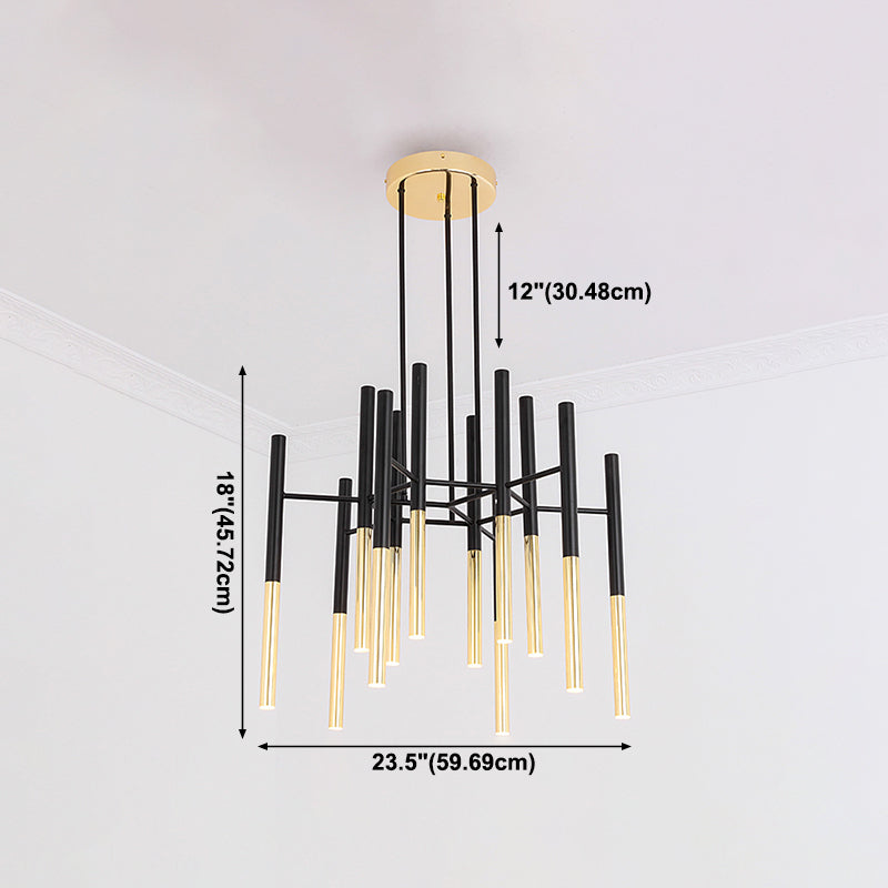 Postmodern Cylindrical Chandelier Metal Villa Lobby Hanging Light