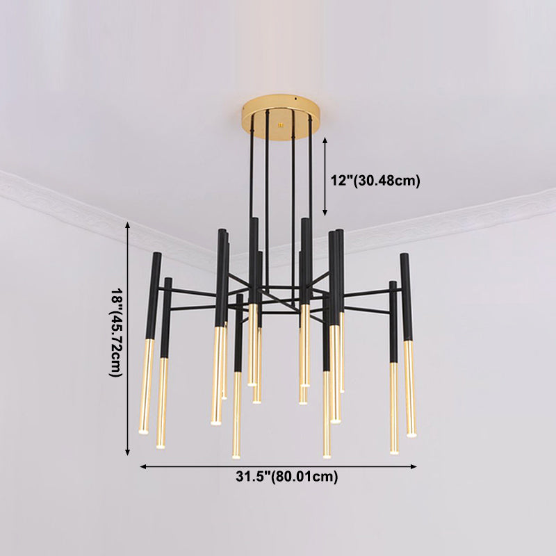 Postmodern Cylindrical Chandelier Metal Villa Lobby Hanging Light