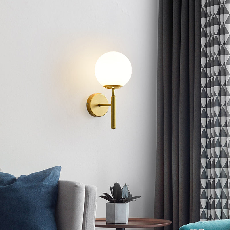 Gold Metal Glass Wall Sconce 1 Blub Wall Mounted Light Fixture for Study Room