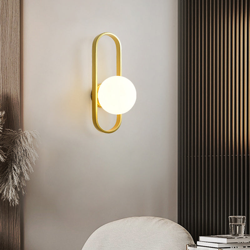 Gold Metal Glass Wall Sconce 1 Blub Wall Mounted Light Fixture for Study Room