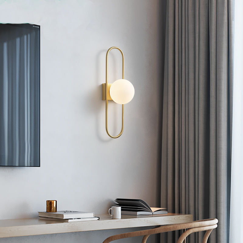 Gold Metal Glass Wall Sconce 1 Blub Wall Mounted Light Fixture for Study Room