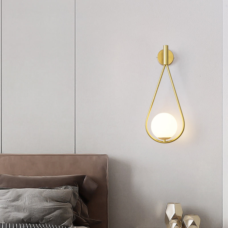 Gold Metal Glass Wall Sconce 1 Blub Wall Mounted Light Fixture for Study Room