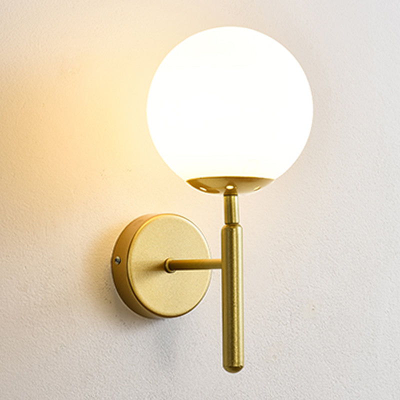 Gold Metal Glass Wall Sconce 1 Blub Wall Mounted Light Fixture for Study Room