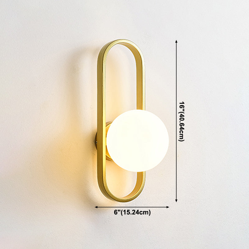 Gold Metal Glass Wall Sconce 1 Blub Wall Mounted Light Fixture for Study Room