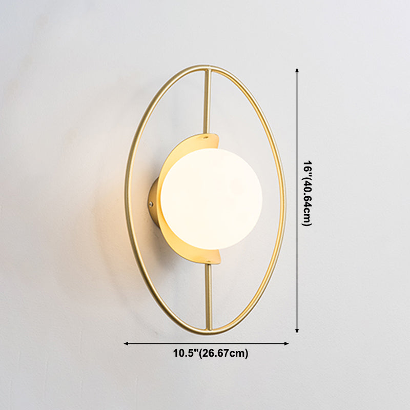 Gold Metal Glass Wall Sconce 1 Blub Wall Mounted Light Fixture for Study Room