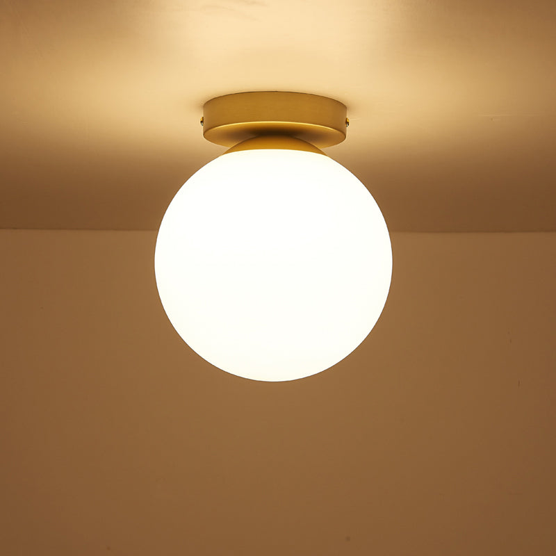 Modern Simple Spherical Shape Ceiling Lamp Copper 1 Light Flush Mount for Aisle