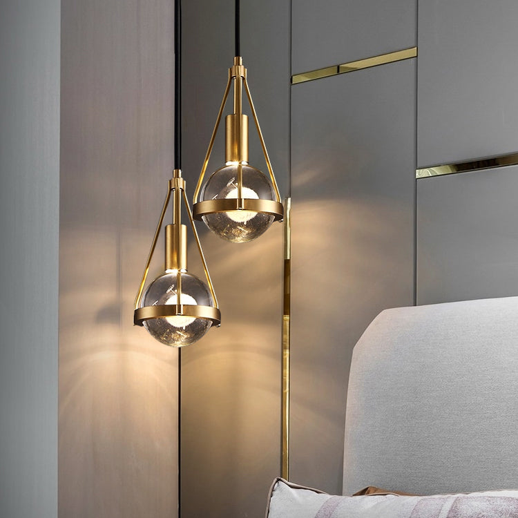 Lampe suspendue en bronze en cristal moderne Copper globe suspendu pour les espaces intérieurs