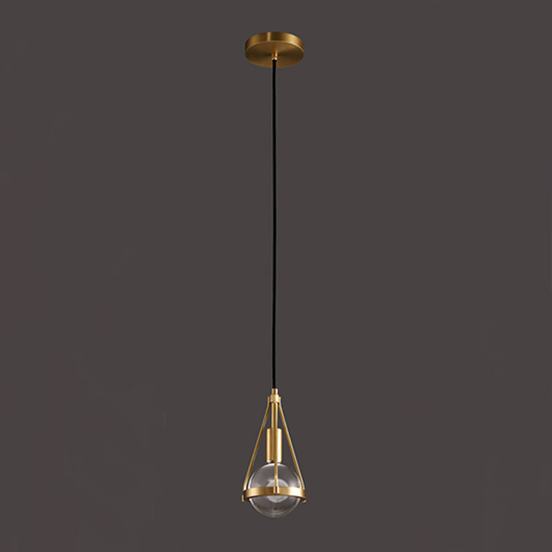 Lampe suspendue en bronze en cristal moderne Copper globe suspendu pour les espaces intérieurs