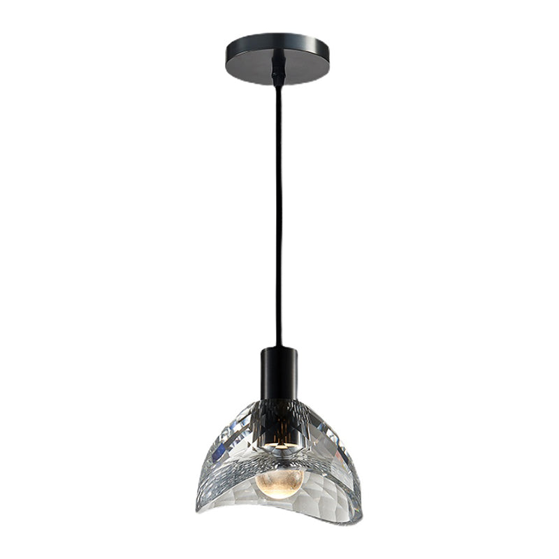 Pendre en cristal noir en cuivre de style luxe moderne lampe à suspension géométrique pour chambre à coucher