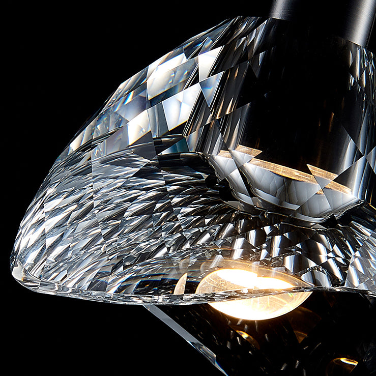 Pendre en cristal noir en cuivre de style luxe moderne lampe à suspension géométrique pour chambre à coucher