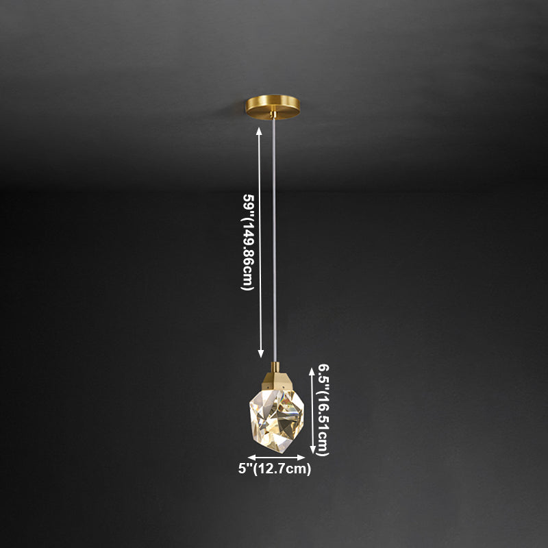 Lampe à suspension géométrique en cuivre LED moderne LED avec nuance de cristal