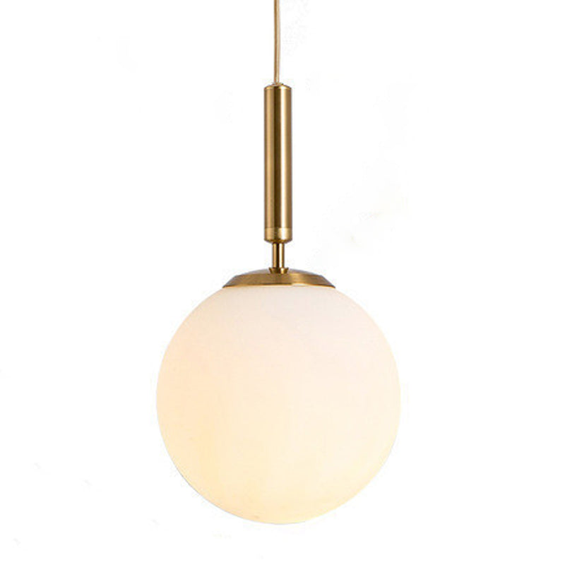 Modern Single Hanging Lamp Lacquered Globe Pendant Light with White Glass Shade