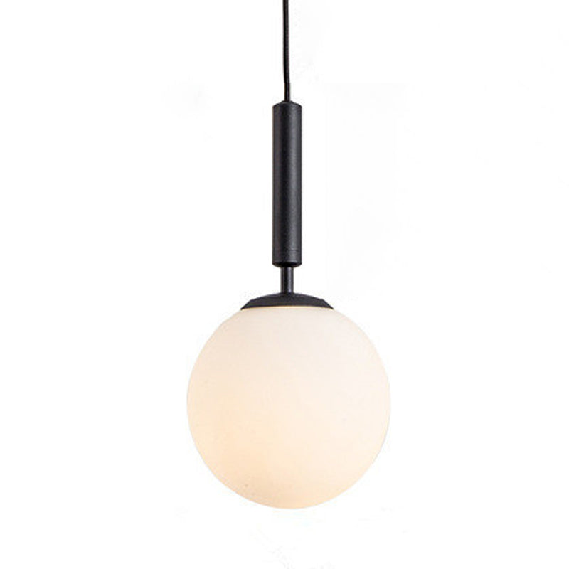 Modern Single Hanging Lamp Lacquered Globe Pendant Light with White Glass Shade