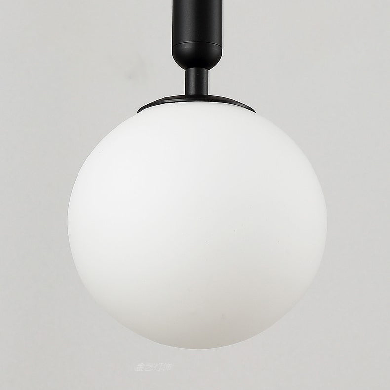 Modern Single Hanging Lamp Lacquered Globe Pendant Light with White Glass Shade