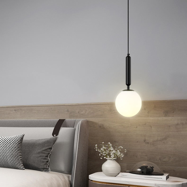 Modern Single Hanging Lamp Lacquered Globe Pendant Light with White Glass Shade