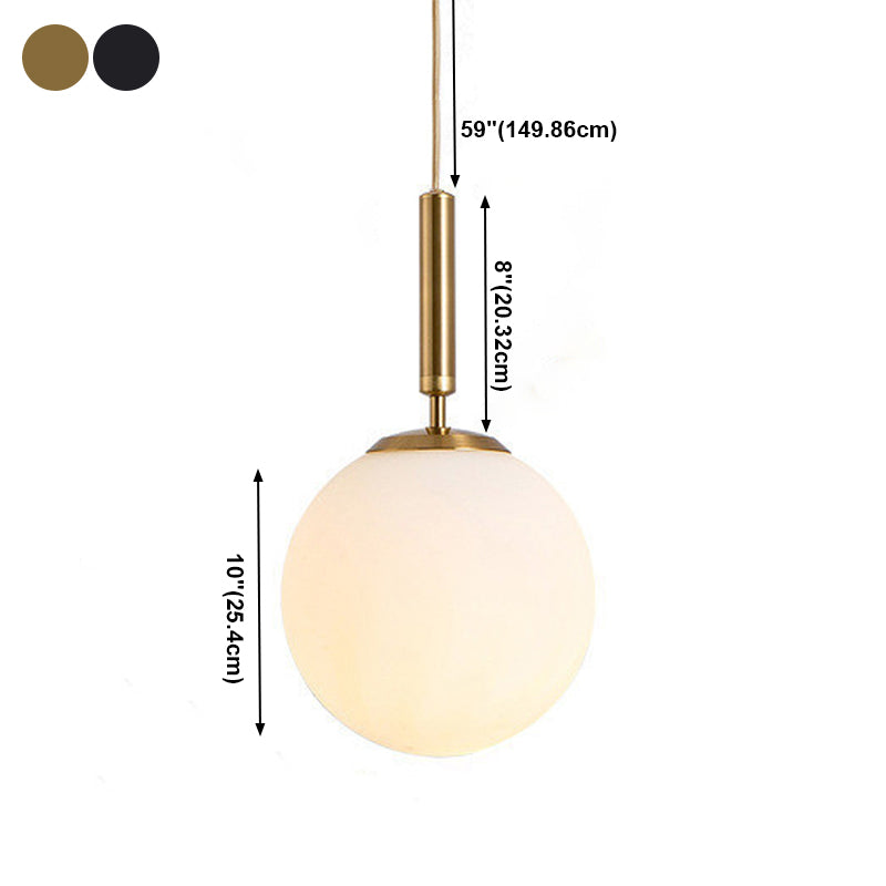 Modern Single Hanging Lamp Lacquered Globe Pendant Light with White Glass Shade