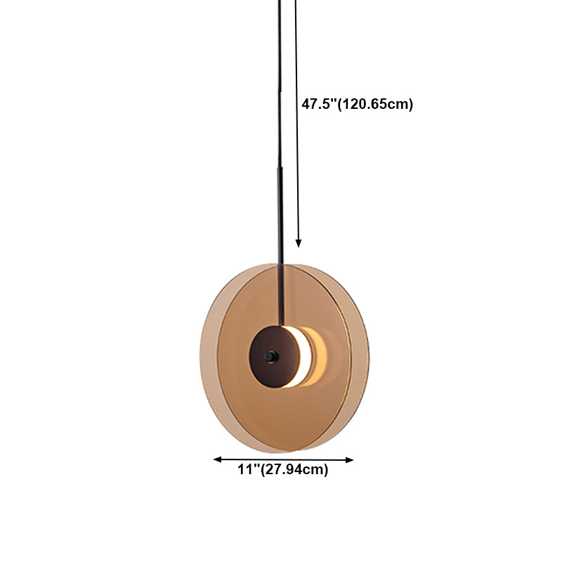 LED circulaire en verre lampe suspendue dans un pendentif en fer forgé moderne pour salle à manger