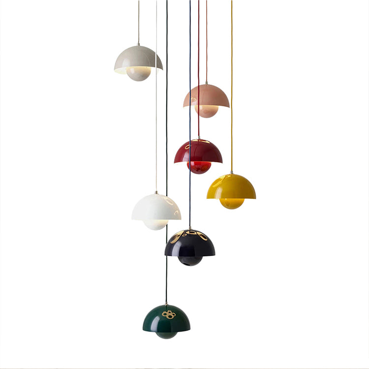 Lampe de suspension hémisphérique de fer à pendentif en fer à pendentif macaron nordique moderne pour espaces intérieurs