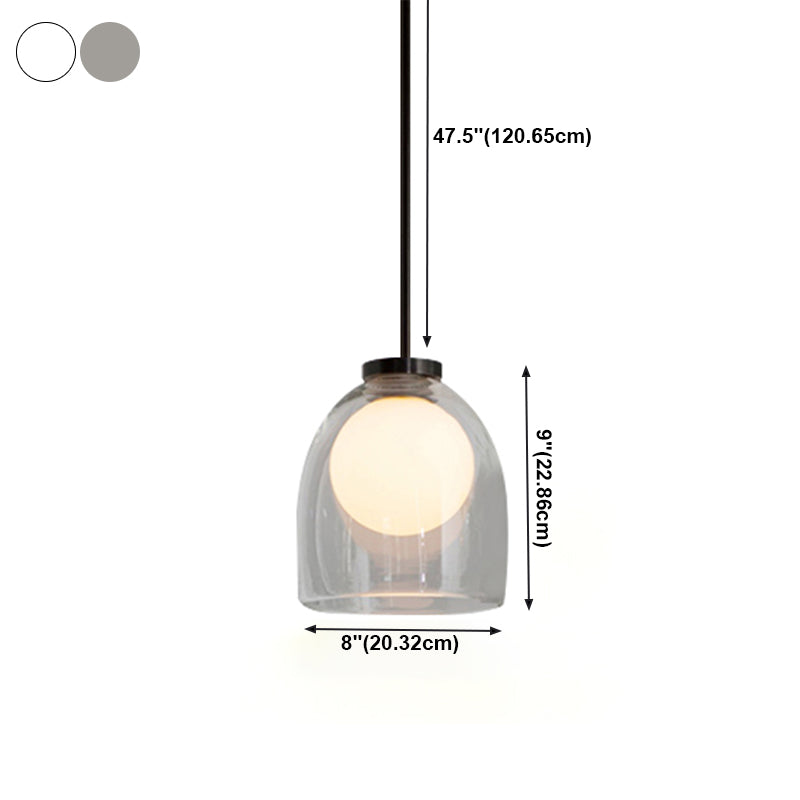 Lampe suspendue à la cloche en verre dans un pendentif en fer forgé moderne pour chambre à coucher