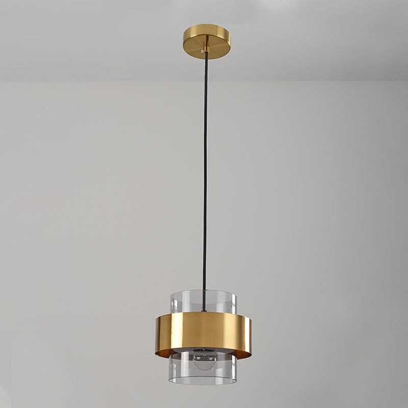 Pendre cylindrique artistique moderne Light Metroplate en métal lampe suspendue avec une teinte en verre