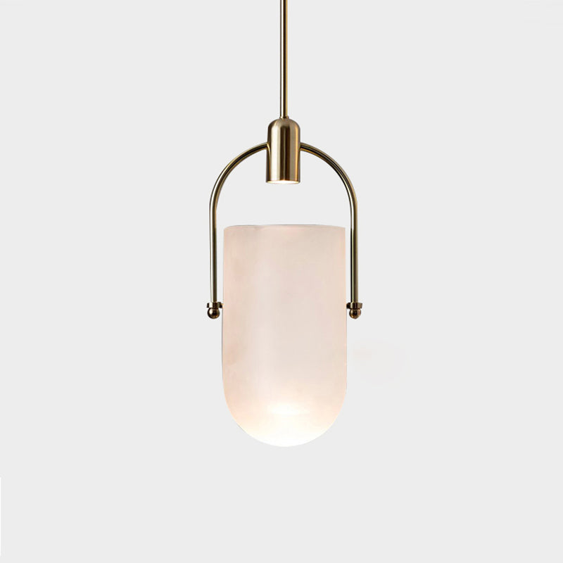 Bucket Shape Hanging Lighting Modern Style Glass 1 Light Pendant Lamp for Restaurant