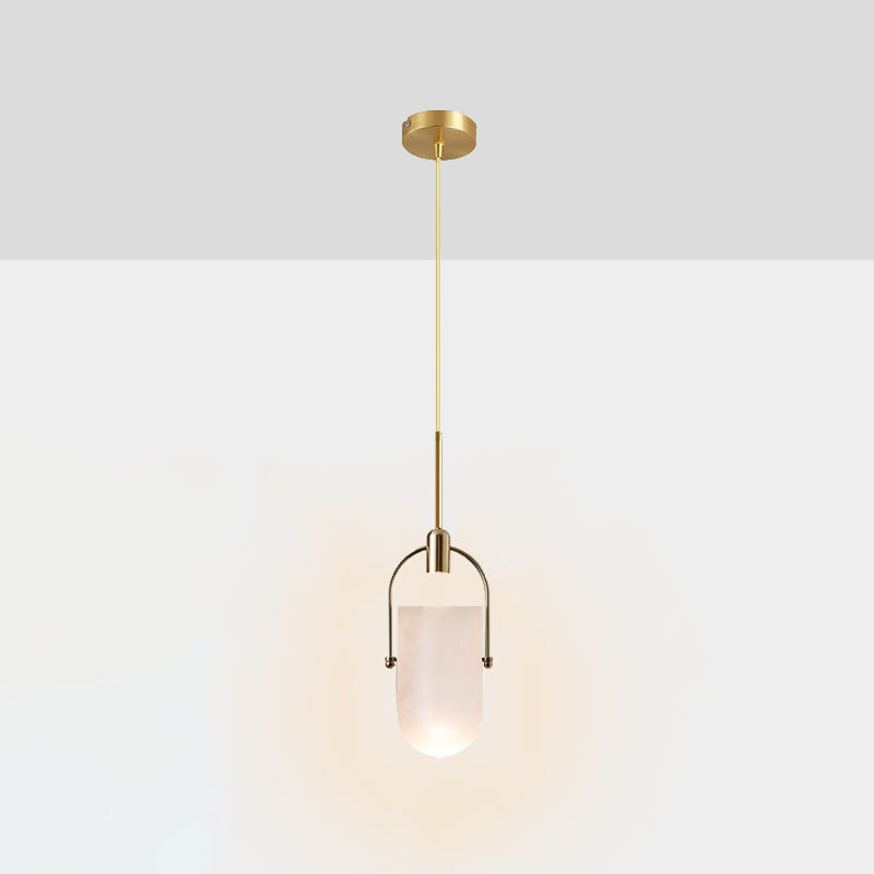 Bucket Shape Hanging Lighting Modern Style Glass 1 Light Pendant Lamp for Restaurant