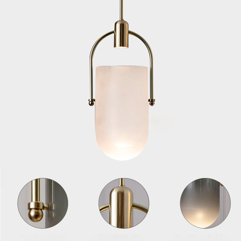 Bucket Shape Hanging Lighting Modern Style Glass 1 Light Pendant Lamp for Restaurant