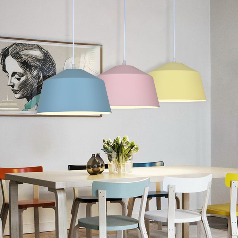 Bowl Shape Hanging Lighting Modern Macaron Style Metal 1 Pendre clair pour l'hôtel