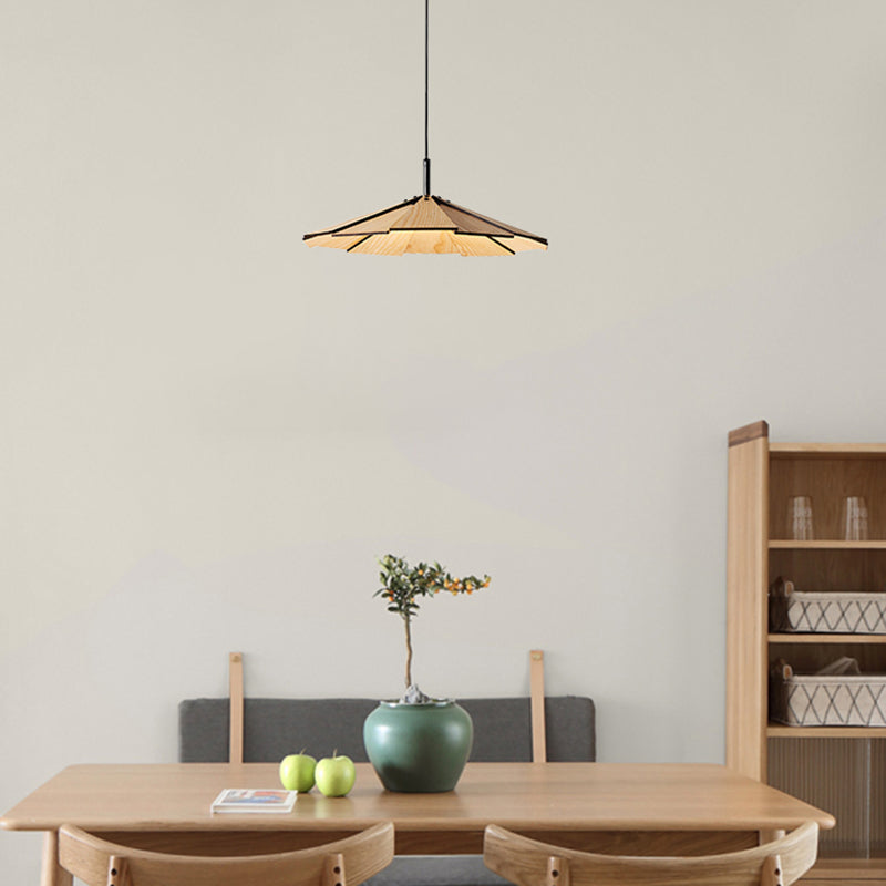 Cône Cone Hanging Lighting Modern Style Wood 1 pendentif léger pour l'hôtel