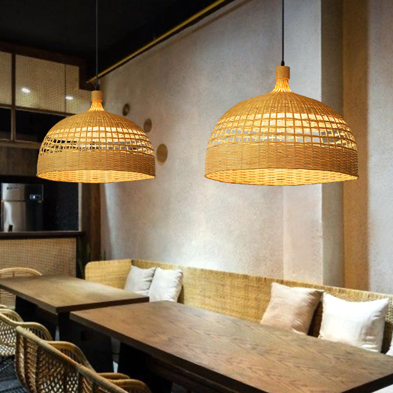 Schüsselform hängen hängende Beleuchtung moderner Stil Bambus 1 Licht Anhängerlampe für Teehaus