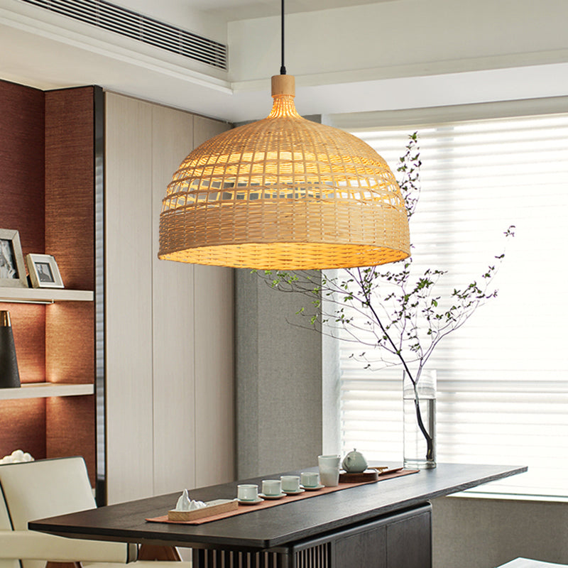 Schüsselform hängen hängende Beleuchtung moderner Stil Bambus 1 Licht Anhängerlampe für Teehaus