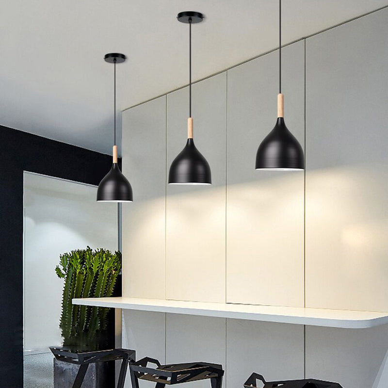 Bowl Shape Hanging Lighting Modern Macaron Style Metal 1 Light Pendant Lamp