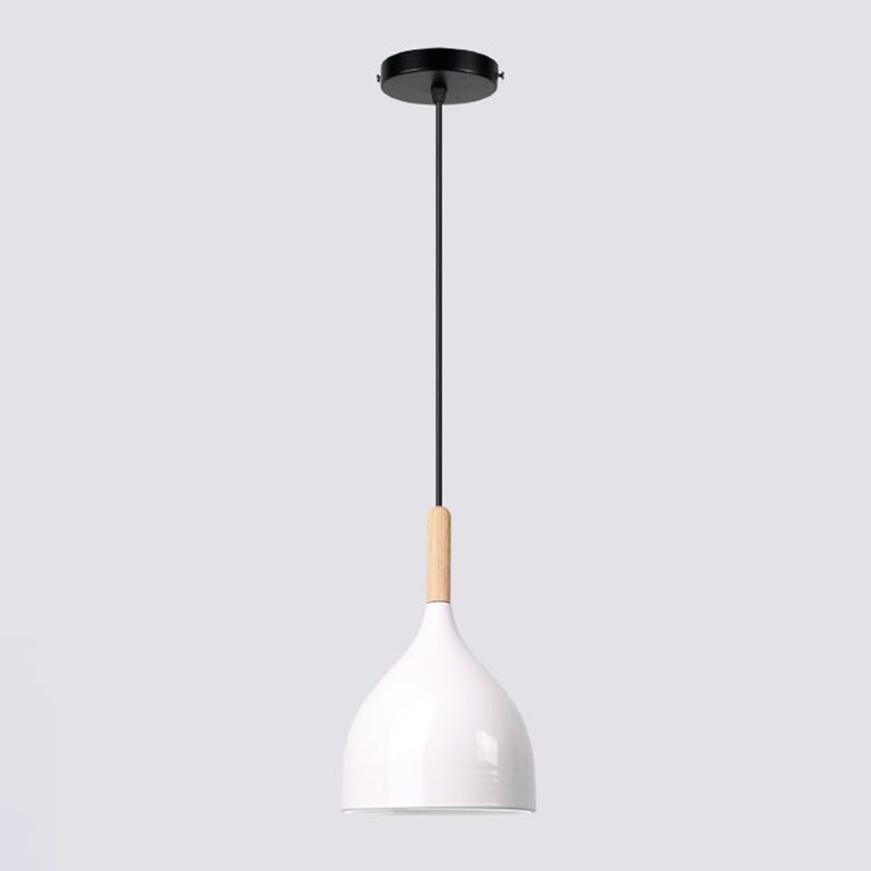 Bowl Shape Hanging Lighting Modern Macaron Style Metal 1 Light Pendant Lamp