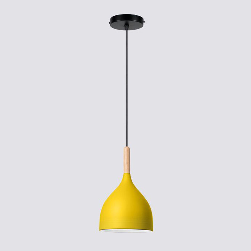 Bowl Shape Hanging Lighting Modern Macaron Style Metal 1 Light Pendant Lamp
