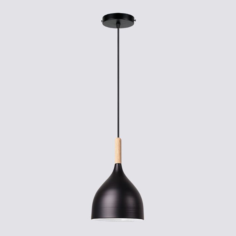 Bowl Shape Hanging Lighting Modern Macaron Style Metal 1 Light Pendant Lamp