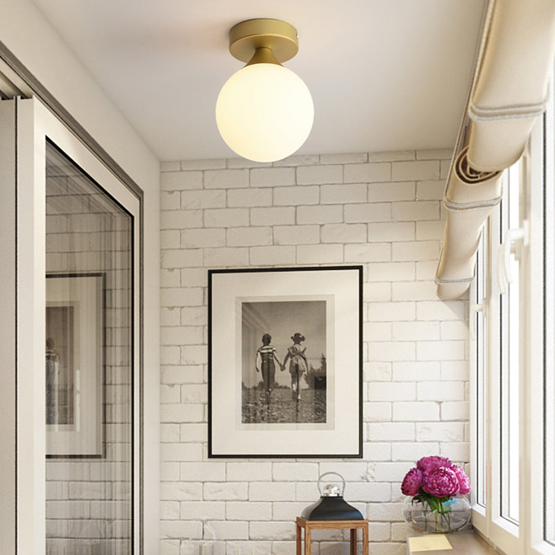 Contemporary Style Sphere Ceiling Light Glass Aisle Ceiling Mounted Fixture