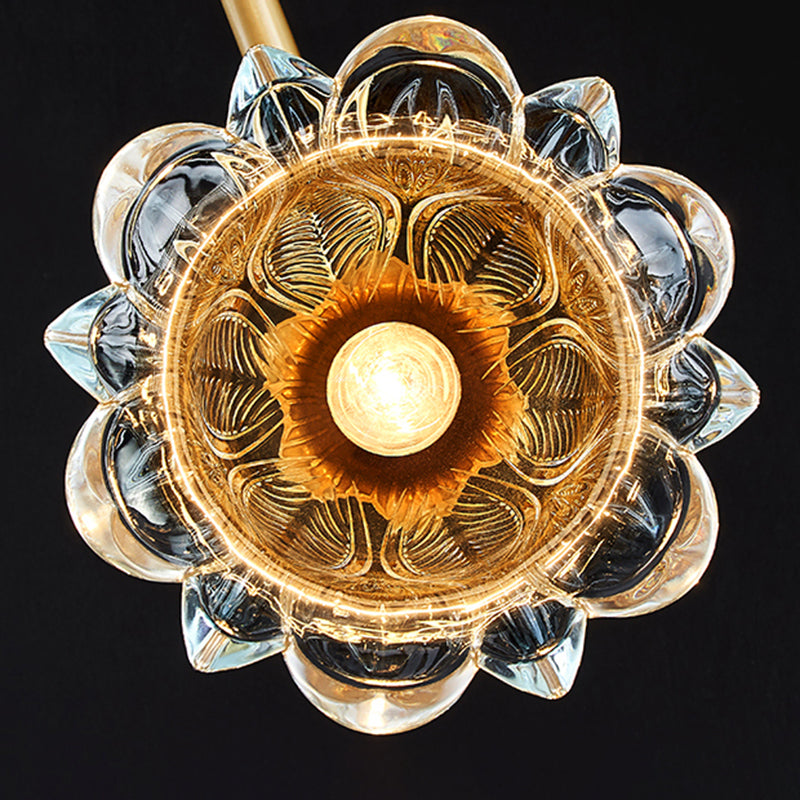 Floral Ceiling Mount Light Fixture Modern Style Glass Gold Ceiling Mounted Fixture