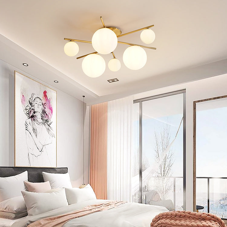 Glass Bubbles Ceiling Light Modern Style Semi Flush Mount Lamp for Bedroom